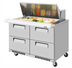 Thumbnail image #1 for Turbo Air Super Deluxe Two-Section Front-Breathing Sandwich/Salad Mega Top Prep Table with 4 Drawers, 48.25 Inches Wide