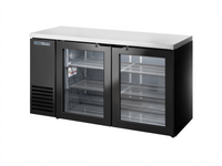 Two-Section Glass Swing Door Back Bar Cooler, 24-Inch Deep, Single Zone, 60-1/8-Inch Wide, Stainless Top, Black Exterior
