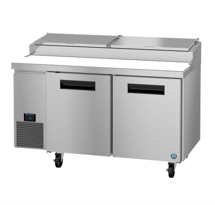 Product image #1 for Hoshizaki Steelheart 60-Inch Reach-In Two-Section Pizza Prep Table with 1/2-Inch White Poly Cutting Board