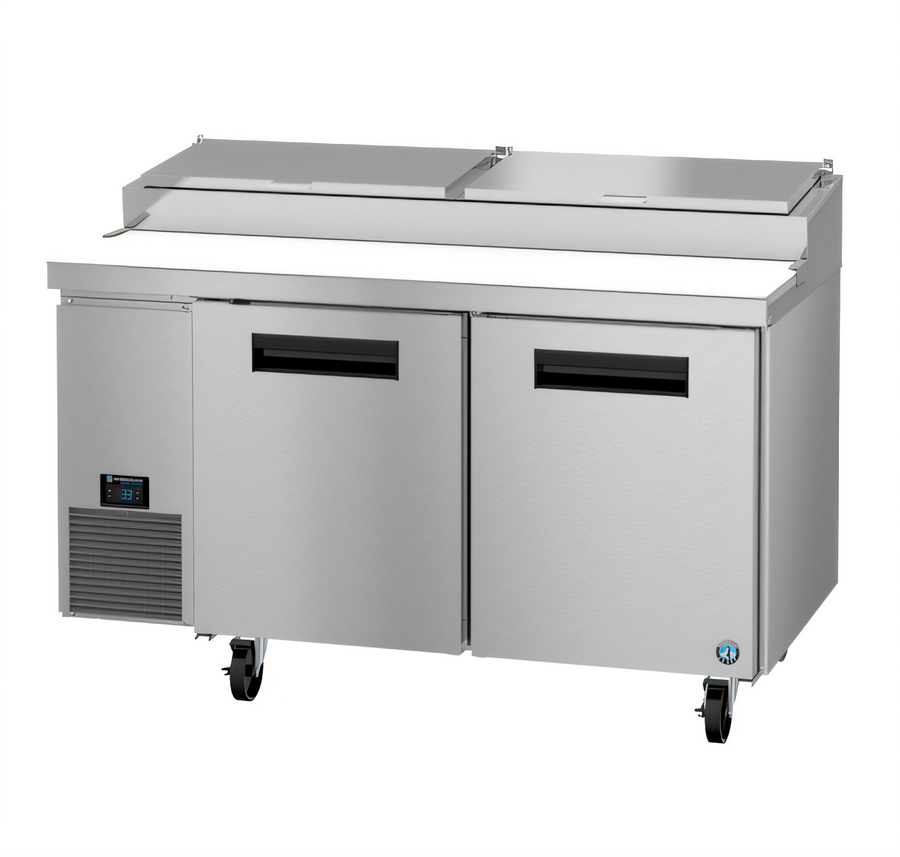 Product image #1 for Hoshizaki Steelheart 60-Inch Reach-In Two-Section Pizza Prep Table with 1/2-Inch White Poly Cutting Board
