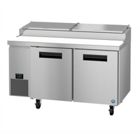 Hoshizaki Steelheart 60-Inch Reach-In Two-Section Pizza Prep Table with 1/2-Inch White Poly Cutting Board