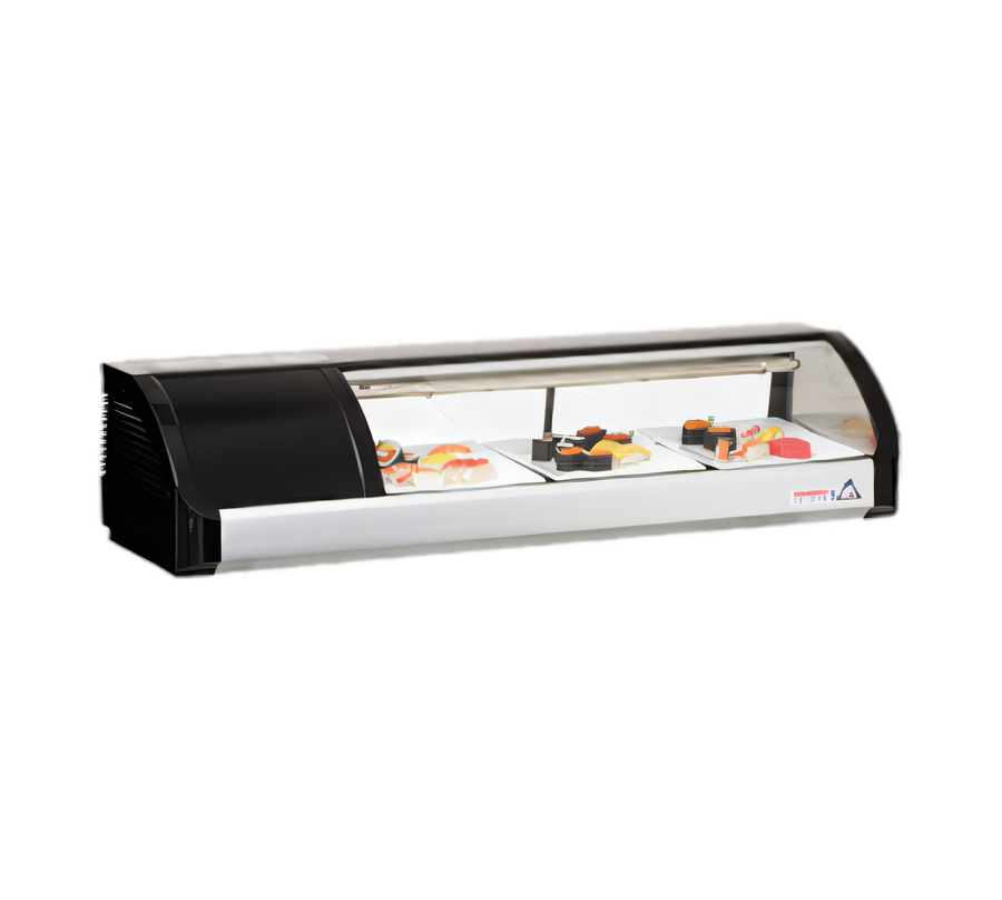 Product image #1 for Everest Refrigeration 47-1/4-Inch Countertop Curved Glass Sushi Display Case with Left-Mounted Self-Contained Refrigeration