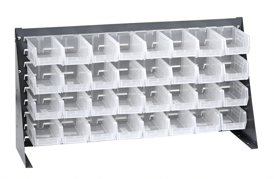 Product image #1 for Quantum 36-Inch Louvered Steel Bench Rack with 32 Clear Bins