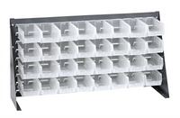 Quantum 36-Inch Louvered Steel Bench Rack with 32 Clear Bins