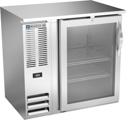 Product image #1 for Beverage-Air BBN36HC-FG-S One-Section 36" Shallow Depth Food-Rated Back Bar Refrigerator with Glass Door