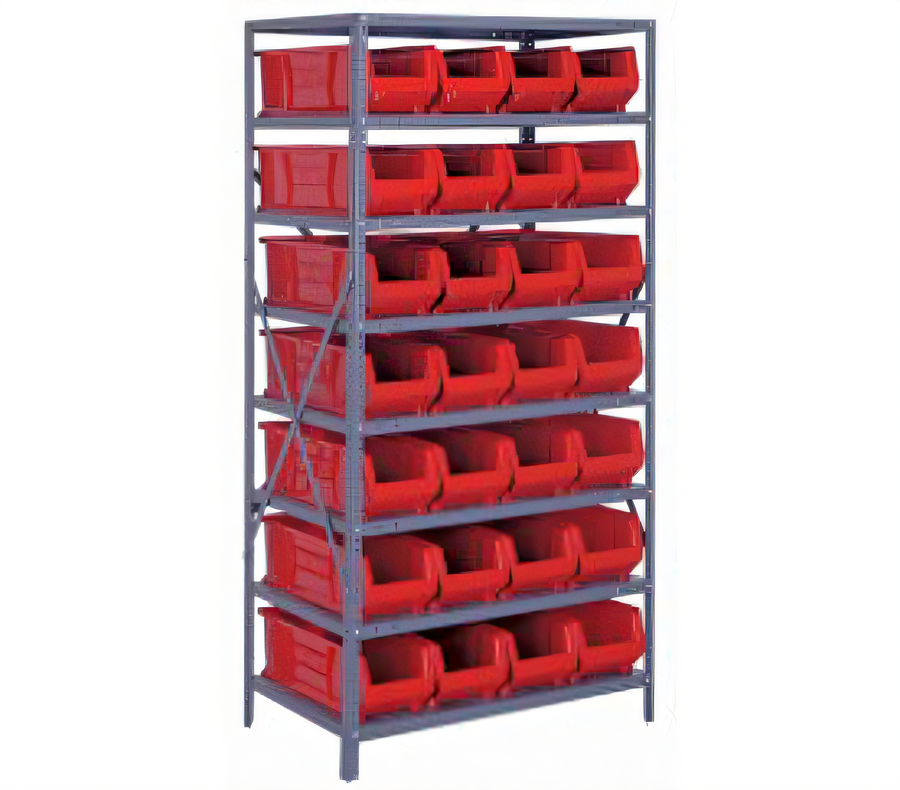 Product image #1 for Quantum Heavy-Duty Stationary Wire Shelving Unit with 8 Shelves and 28 Bins