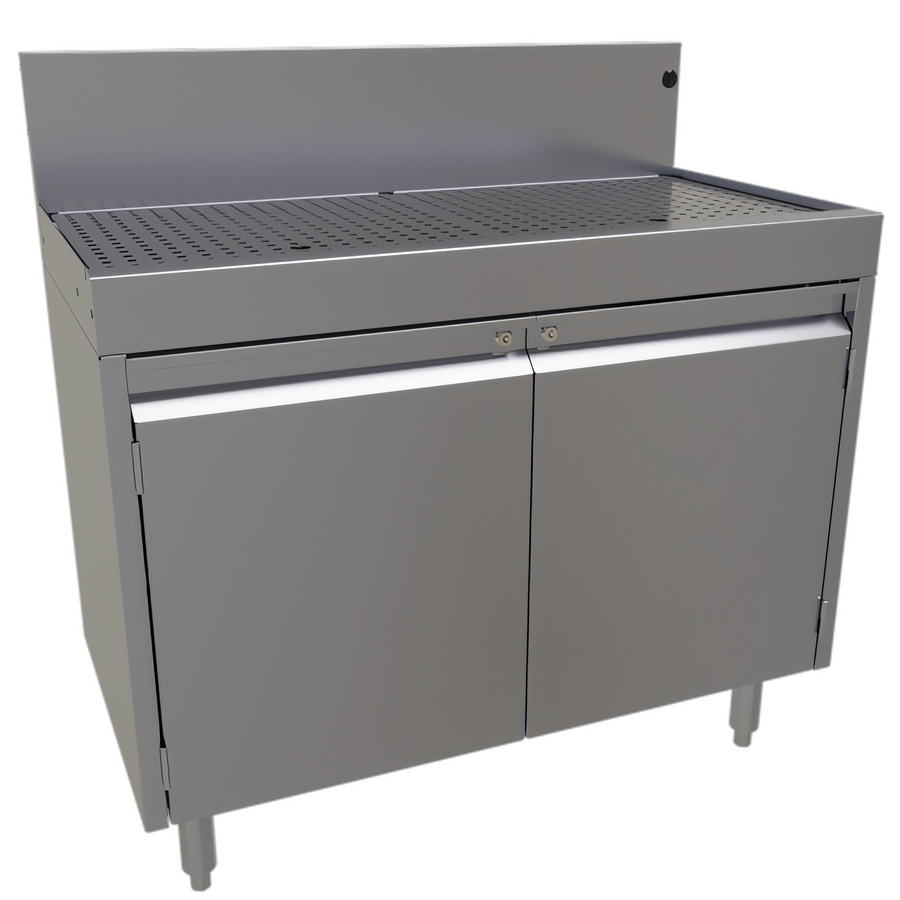 Product image #1 for Glastender DBCA-36 Stainless Steel Underbar Drainboard Cabinet Base with Hinged Doors, 36 x 19 Inches