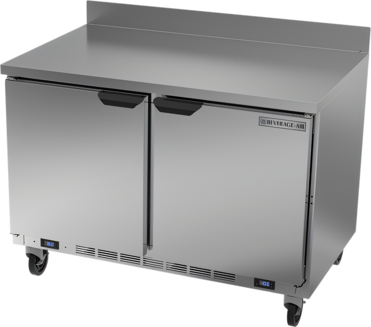 Product image #1 for Beverage-Air 48-Inch Two-Section Dual Temp Worktop Refrigerator/Freezer, Stainless Steel, Left Refrigerator / Right Freezer