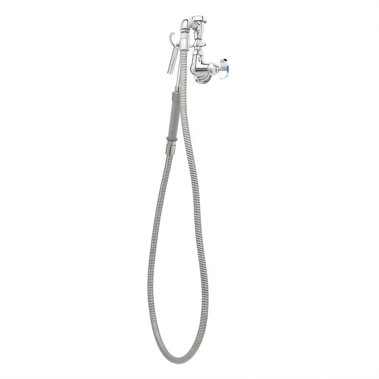 Product image #1 for T&S Brass B-0606 Wall-Mount Pot and Kettle Filler Faucet with Hook Nozzle, 68-Inch Hose, and Vacuum Breaker