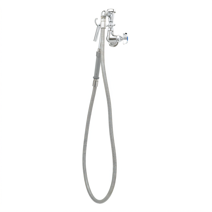 Product image #1 for T&S Brass B-0606 Wall-Mount Pot and Kettle Filler Faucet with Hook Nozzle, 68-Inch Hose, and Vacuum Breaker