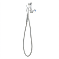 T&S Brass B-0606 Wall-Mount Pot and Kettle Filler Faucet with Hook Nozzle, 68-Inch Hose, and Vacuum Breaker