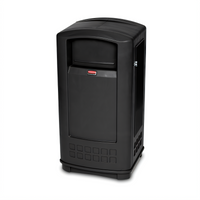 Rubbermaid Commercial Plaza Jr. 35-Gallon Black Rectangular Bathroom Trash Can