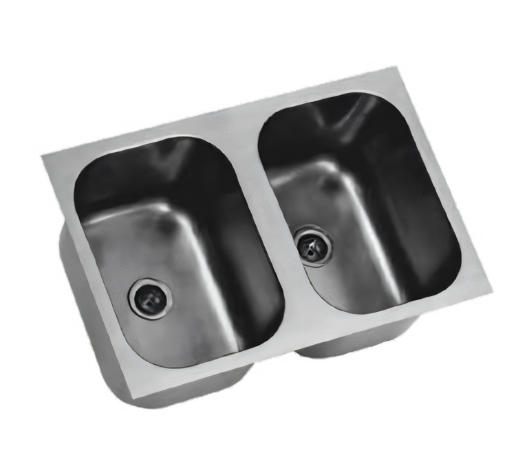 Product image #1 for Eagle Group FDI-16-19-8-2 Two-Compartment Welded-In 304 Stainless Steel Sink — 16 Inches x 20 Inches Bowls, 8 Inches Deep (36 Inches Overall)
