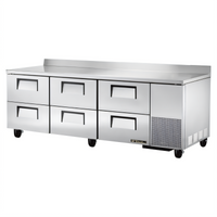 True Deep Work Top Refrigerator, 3-Section, 6-Drawer, 93-1/4-Inch, Stainless Steel