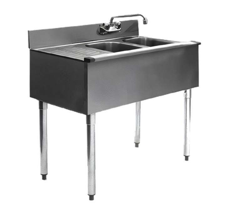 Product image #1 for Eagle Group 1800 Series 36-Inch 304 Stainless Steel Two-Compartment Underbar Sink Unit with Left Drainboard