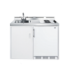 Thumbnail image #1 for Summit Commercial C48EL All-in-One Combo Kitchenette with Sink, 2-Burner Electric Cooktop, 5.1 Cu. Ft. Refrigerator/Freezer, White