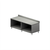 BK Resources Stainless Steel Chef Table with Open Front Cabinet Base, 84 x 30 Inches, 5-Inch Riser