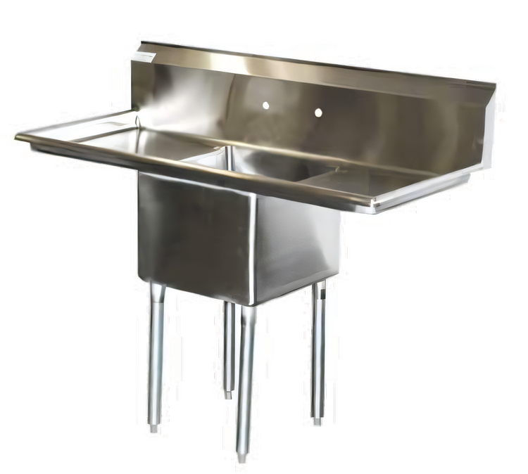 Product image #1 for Serv-Ware 54-Inch Economy 1-Compartment Sink with Dual 18-Inch Drainboards