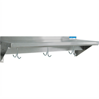BK Resources 60-Inch x 16-Inch Wall-Mounted Economy Stainless Steel Pot Rack Shelf
