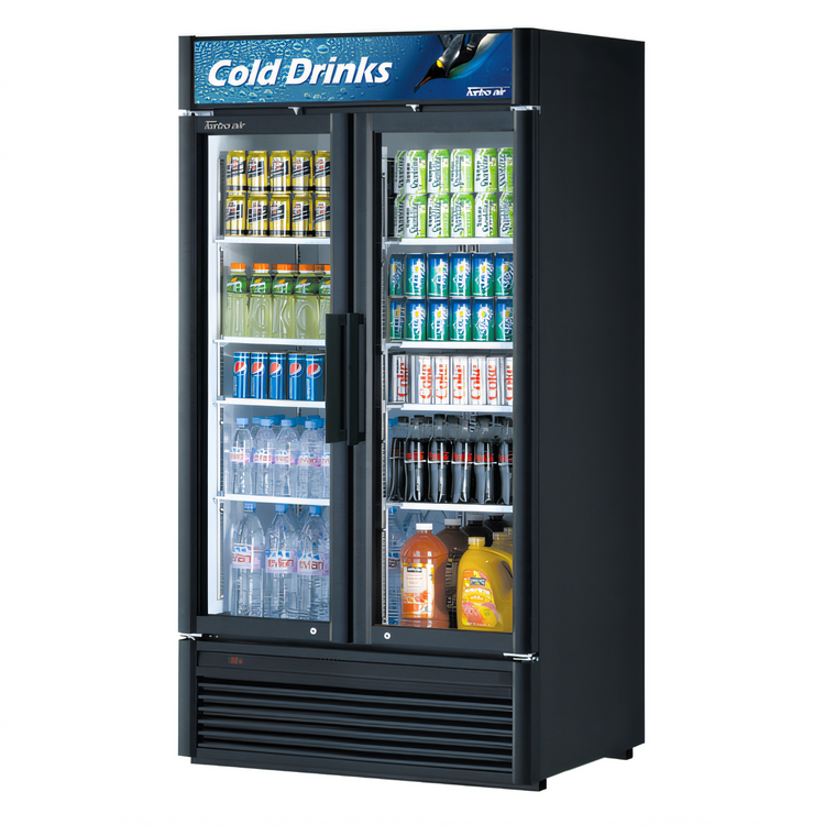 Product image #1 for Turbo Air Super Deluxe Two-Section Glass Door Merchandiser Refrigerator, 29.06 Cu. Ft., Bottom Mount, R-290