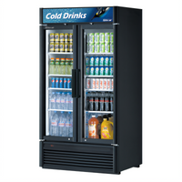 Turbo Air Super Deluxe Two-Section Glass Door Merchandiser Refrigerator, 29.06 Cu. Ft., Bottom Mount, R-290