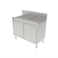 Top Shelf 36-Inch Wide Stainless Steel Underbar Storage Cabinet with Drainboard Top