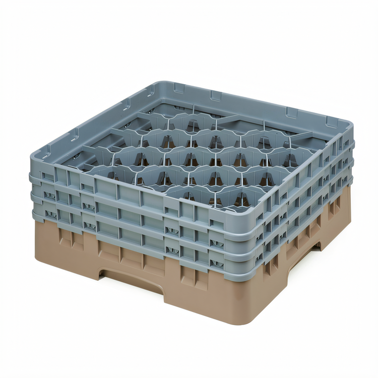 Product image #2 for Cambro Camrack Full-Size 20-Compartment Glass Rack with 3 Extenders, Beige