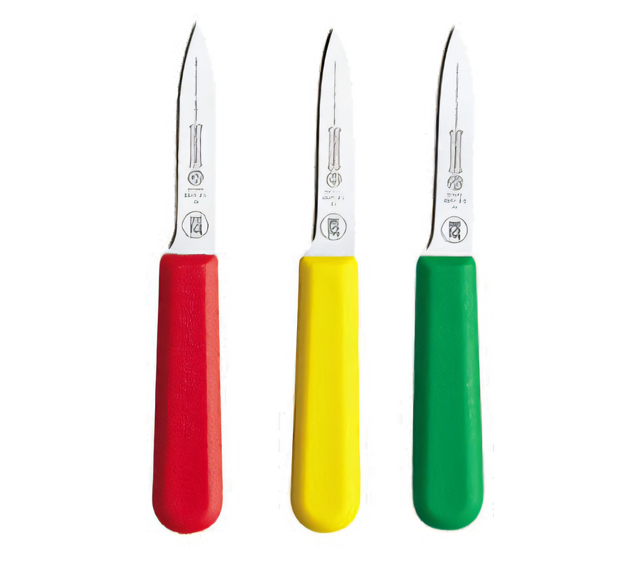 Product image #1 for Mundial Gourmet 3-Pack 3-1/4-Inch Chef's Style Paring Knives with Red, Yellow, and Green Handles