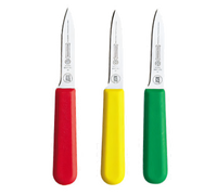 Mundial Gourmet 3-Pack 3-1/4-Inch Chef's Style Paring Knives with Red, Yellow, and Green Handles