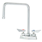 Thumbnail image #1 for Krowne DX-302 Commercial Deck-Mount Faucet, 4-Inch Centers, 8-1/2-Inch Double-Bend Gooseneck Spout, 1.8 GPM, Lever Handles