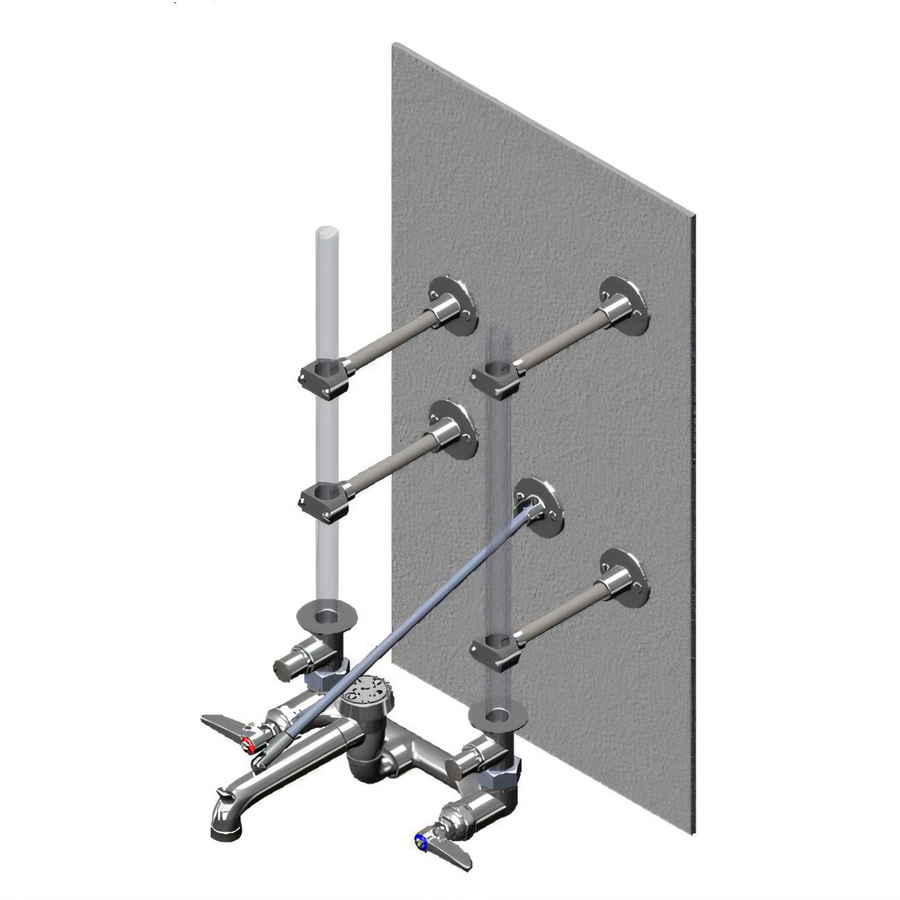 Product image #1 for T&S Brass Ceiling Supply Service Sink Faucet with 8-Inch Centers, Lever Handles and Vacuum Breaker