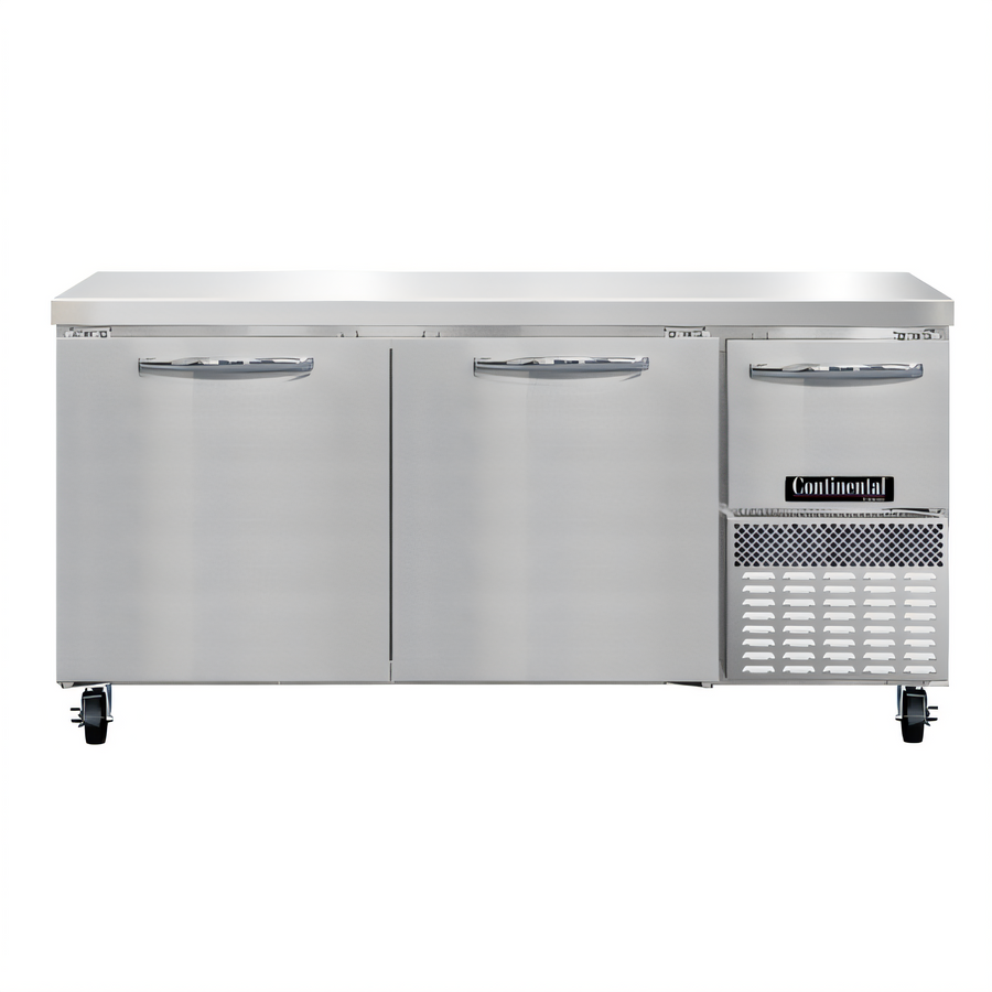 Product image #1 for Continental Refrigerator FA68SN 68" Shallow Depth Worktop Freezer with 2 Full & 1 Half Height Doors