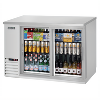Everest Refrigeration Two-Section Back Bar Refrigerator with Glass Sliding Doors, 49 Inch, 13 Cu. Ft., Stainless Steel