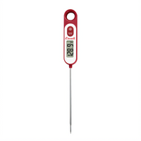 Escali Digital Long Stem Probe Thermometer, 5.6-Inch Stainless Steel Probe, Red