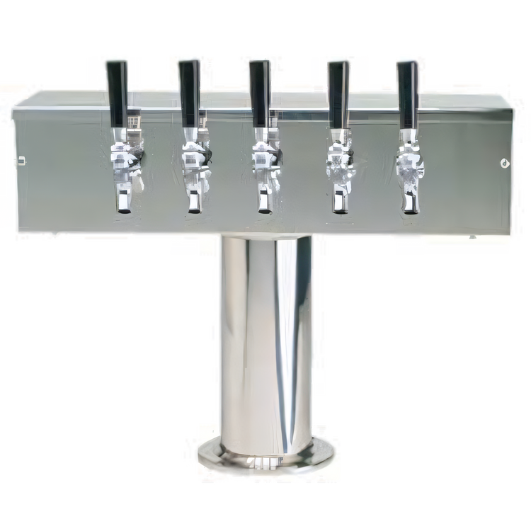 Product image #1 for Micro Matic USA T-Style 5-Faucet Countertop Air-Cooled Draft Beer Tower, Polished Stainless Steel