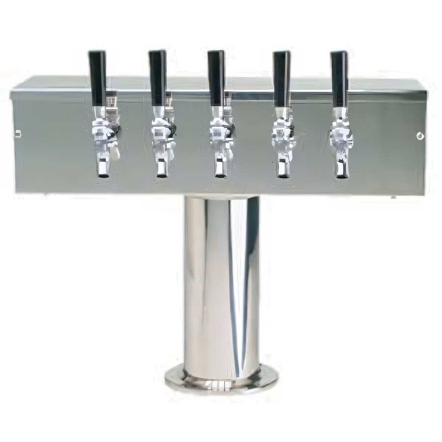 Product image #1 for Micro Matic USA T-Style 5-Faucet Countertop Air-Cooled Draft Beer Tower, Polished Stainless Steel
