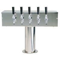 Micro Matic USA T-Style 5-Faucet Countertop Air-Cooled Draft Beer Tower, Polished Stainless Steel