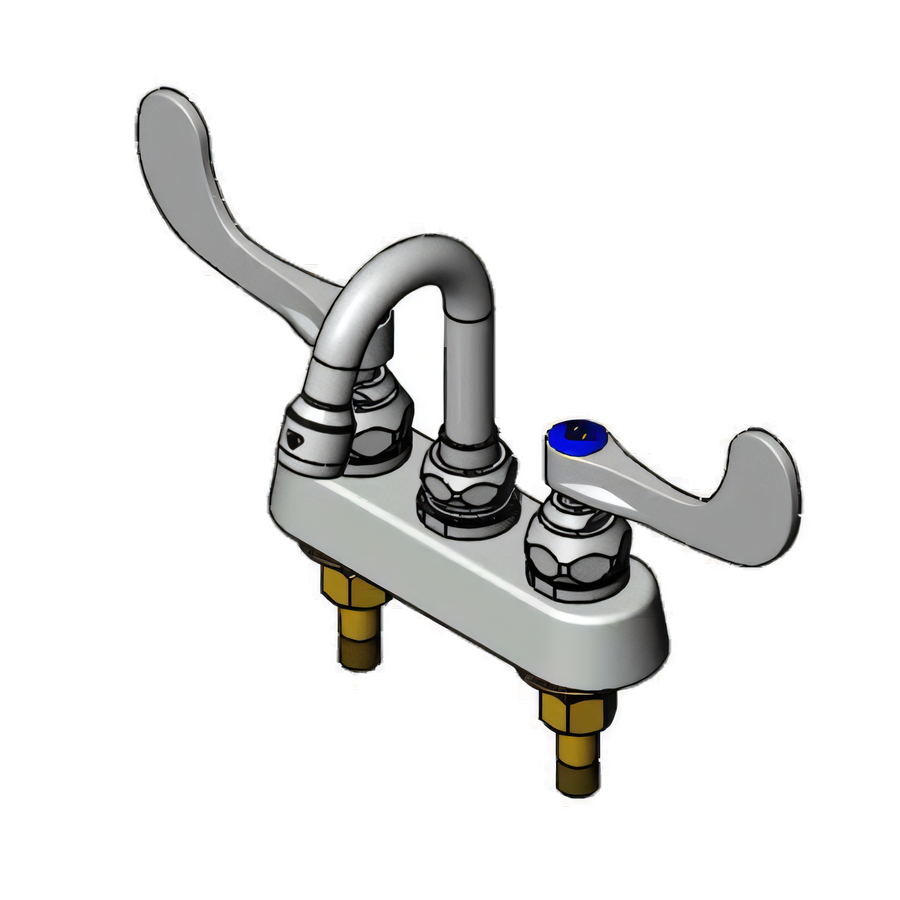 Product image #1 for T&S Brass Deck-Mount Workboard/Bar Sink Faucet with 4-Inch Centers and 2 15/16-Inch Swivel Gooseneck
