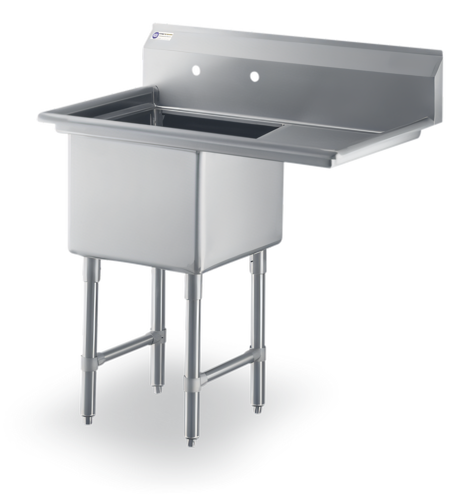 Product image #1 for Steel Works Stainless 1-Compartment Sink with Right-Hand Drainboard, 24 x 24 x 14-Inch Bowl