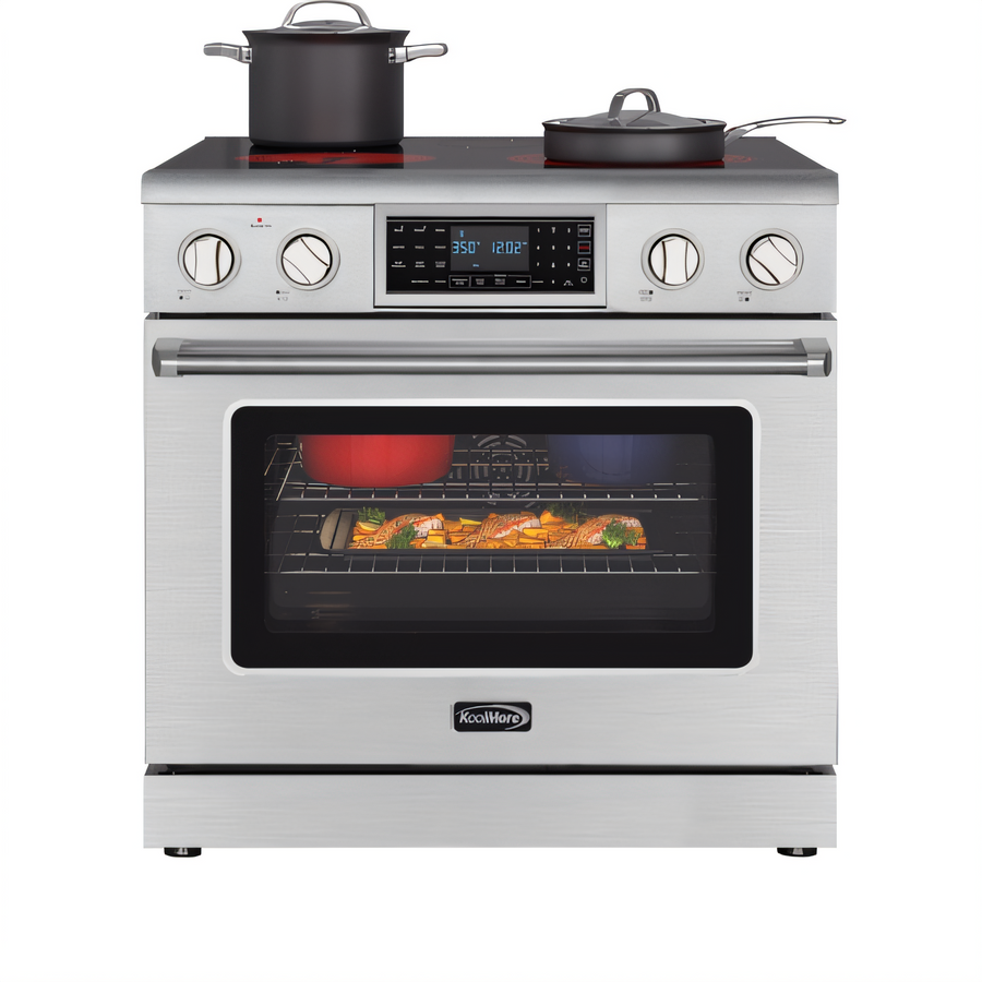 Product image #1 for KoolMore 36-Inch Professional Freestanding Electric Range with Tilt Panel, Digital Controls, and Self-Cleaning Oven, Stainless Steel