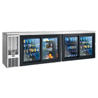 Perlick Four-Section Sliding Glass Door Refrigerated Back Bar Cabinet, 108-Inch, Self-Contained Side-Mount