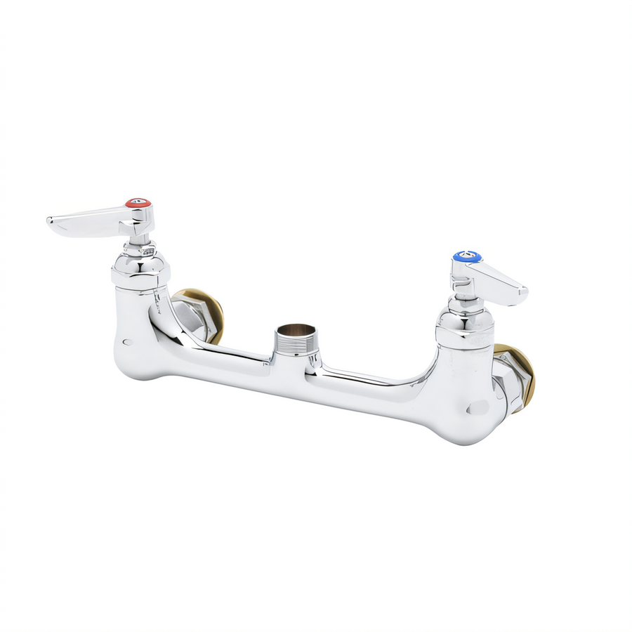 Product image #1 for T&S Brass B-0230-CCLN Wall-Mounted Swivel Sink and Pantry Mixing Faucet, 8-Inch Centers, Lever Handles, Less Nozzle