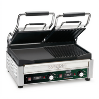 Waring Panini Ottimo Double Italian-Style Panini/Flat Grill with Timer, 17 x 9.25 Inch Dual Cast Iron Plates, 240V