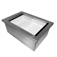 Portable Insulated Single Ice Well, Fits 1 Full-Size Template, Brushed Aluminum, Black, Without Lid