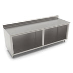 Thumbnail image #1 for John Boos 4CO4R5-30144 144-Inch Stainless Steel Work Table with Open-Front Cabinet Base, 14-Gauge Top and 5-Inch Backsplash