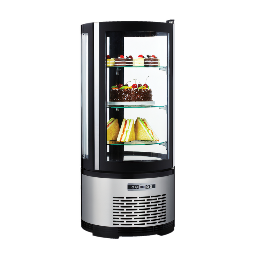 Product image #1 for Omcan Countertop 3-Sided Refrigerated Cake Display Case with 3 Glass Shelves, 3.53 Cu. Ft.
