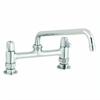 T&S Brass equip 8-Inch Centers Deck Mount Manual Faucet with 12-Inch Swing Nozzle and Lever Handles