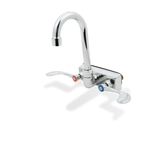 Thumbnail image #1 for Steel Works Stainless SWFW-4-4GWRLL Commercial Wall-Mount Gooseneck Faucet, 4-Inch Centers, 4-Inch Spout Case of 20