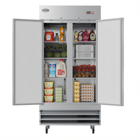 KoolMore 39-Inch 2-Section Reach-In Refrigerator, 35 Cu. Ft., Bottom-Mount Self-Contained, Solid Doors, Stainless Steel