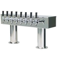 Double Pedestal Glycol-Cooled Countertop Draft Beer Tower with 8 Faucets